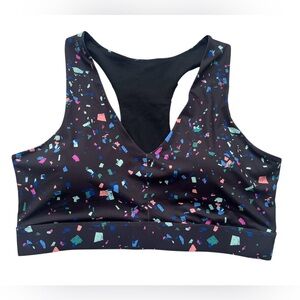 Fabletics On The Go Midi Medium Impact Sports Bra Women’s 3X Black Terrazzo